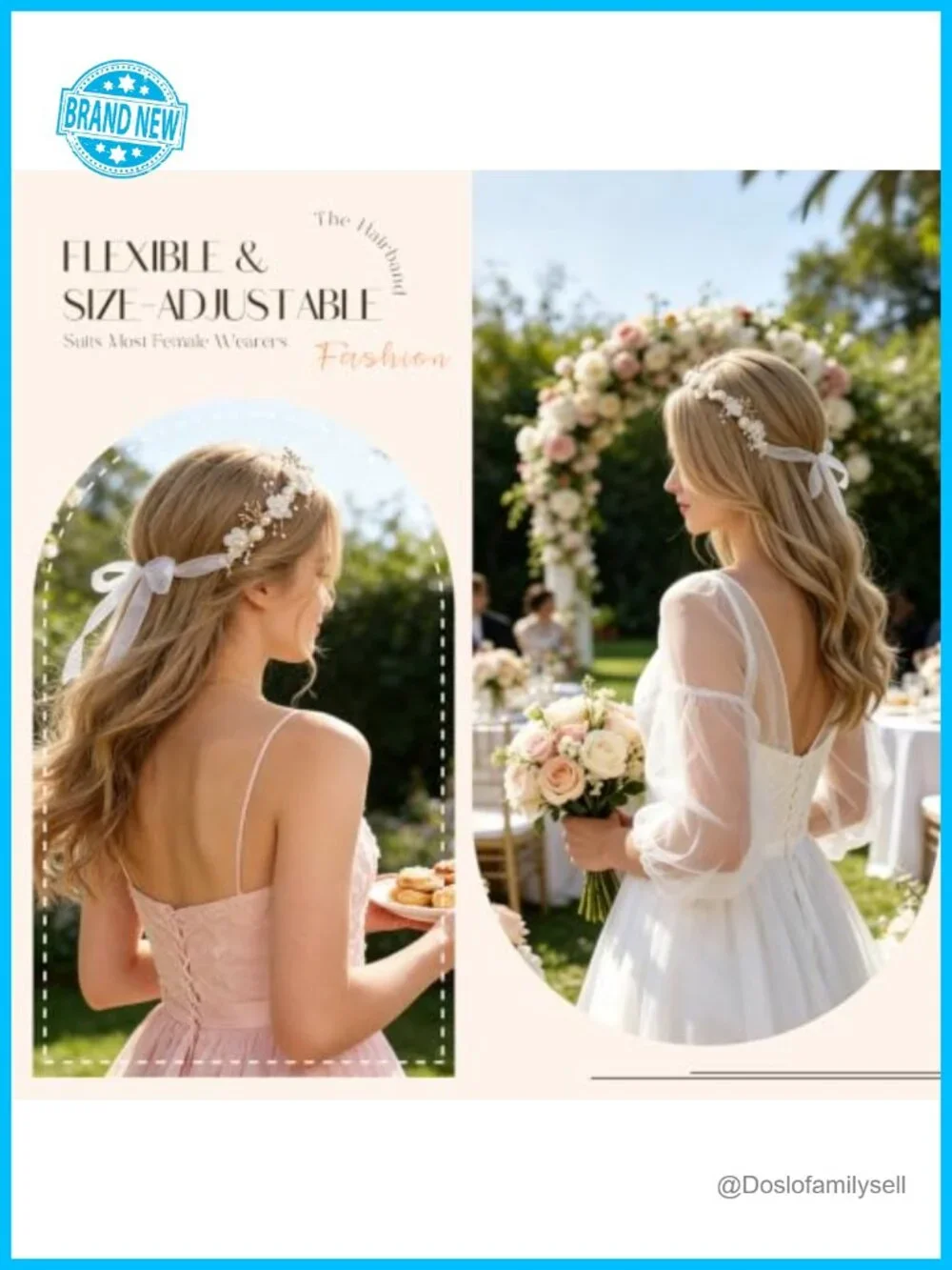 Pearl Headband Bridal Hair Accessories First Communion with Ribbon Ties